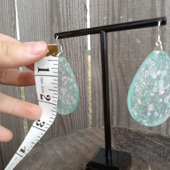 Teardrop Glitter Earrings - Picture 5 of 5